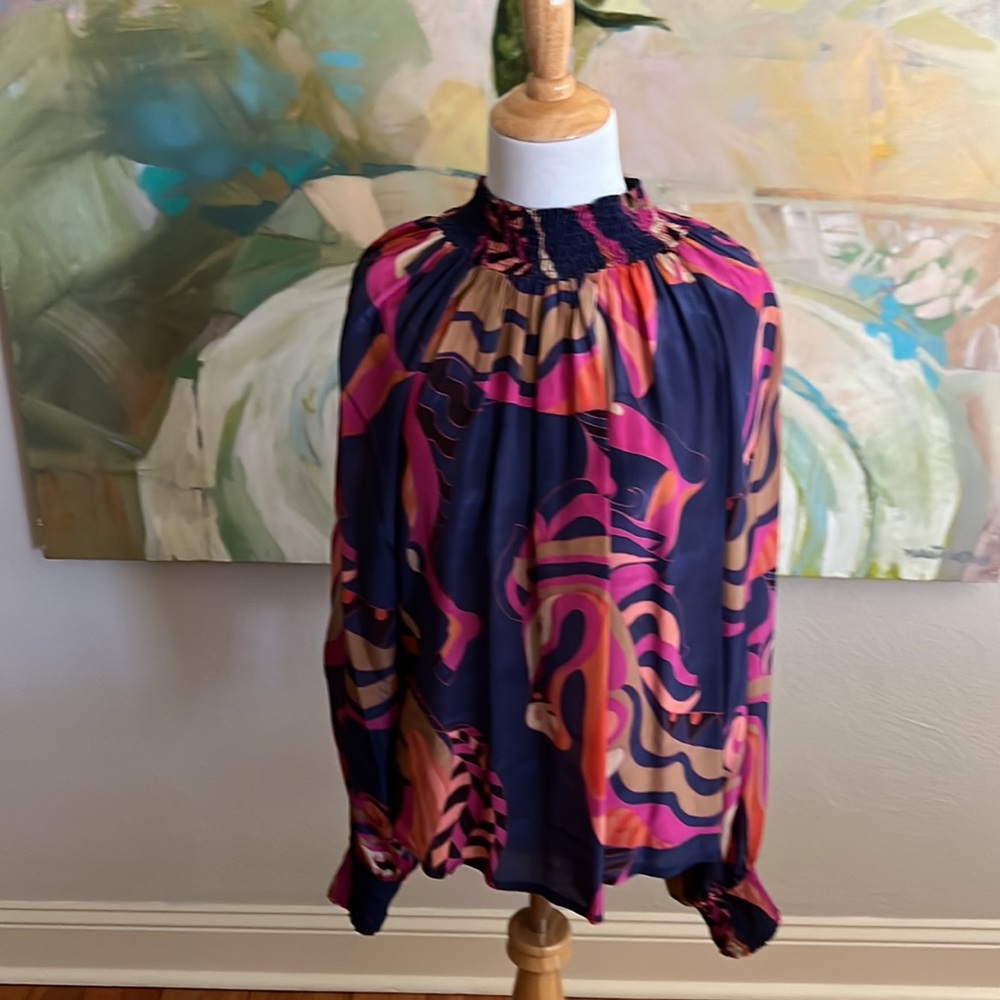Oliphant Balloon Sleeve Top Horse Print Size Medium
